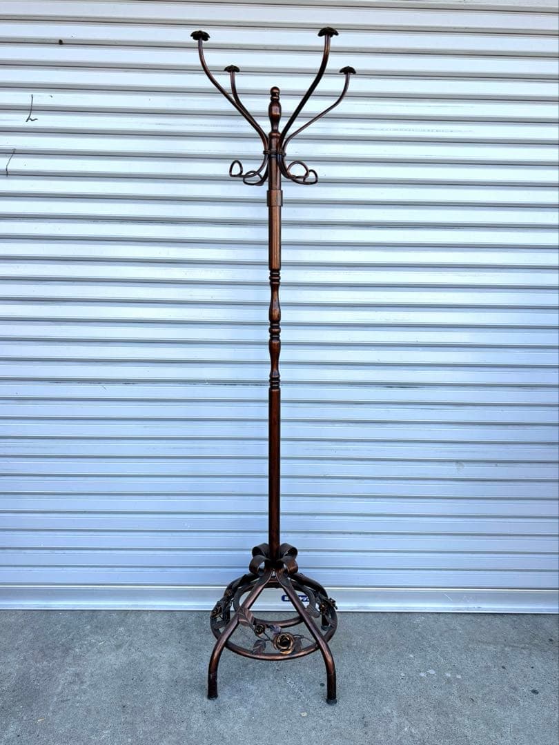 Y*O様 ブロンズ コートハンガー 5フック付き 薔薇のレリーフ　【アンティーク