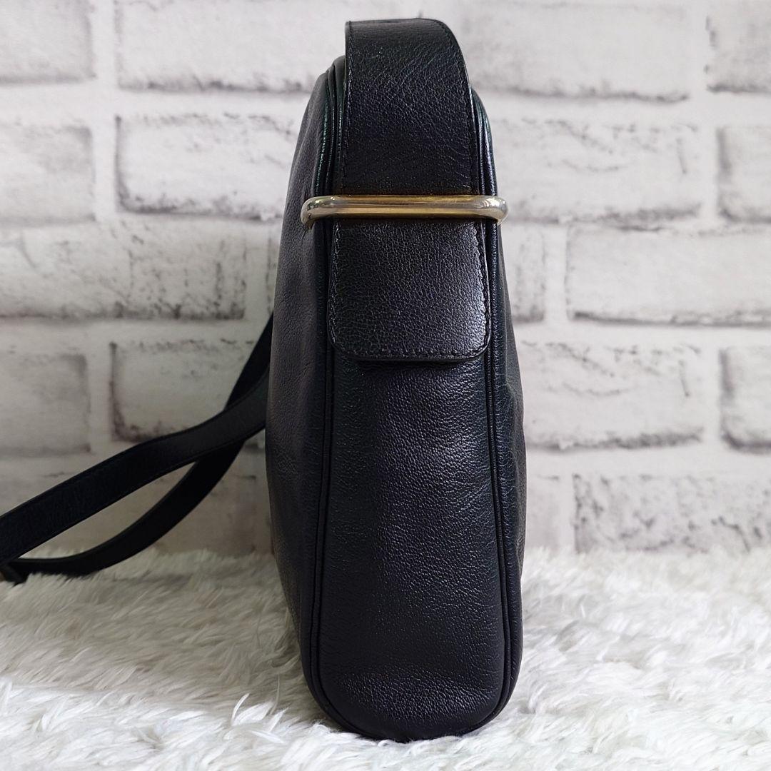 クリスチャンディオール ショルダーバッグ 斜め掛け ビンテージ レザー ブラック