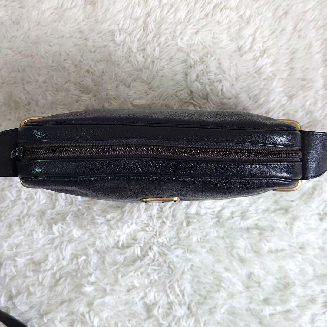クリスチャンディオール ショルダーバッグ 斜め掛け ビンテージ レザー ブラック