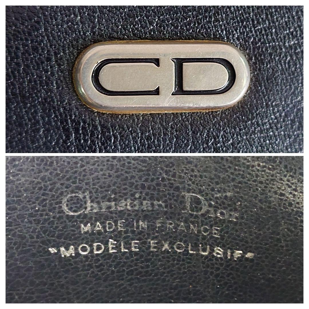 クリスチャンディオール ショルダーバッグ 斜め掛け ビンテージ レザー ブラック