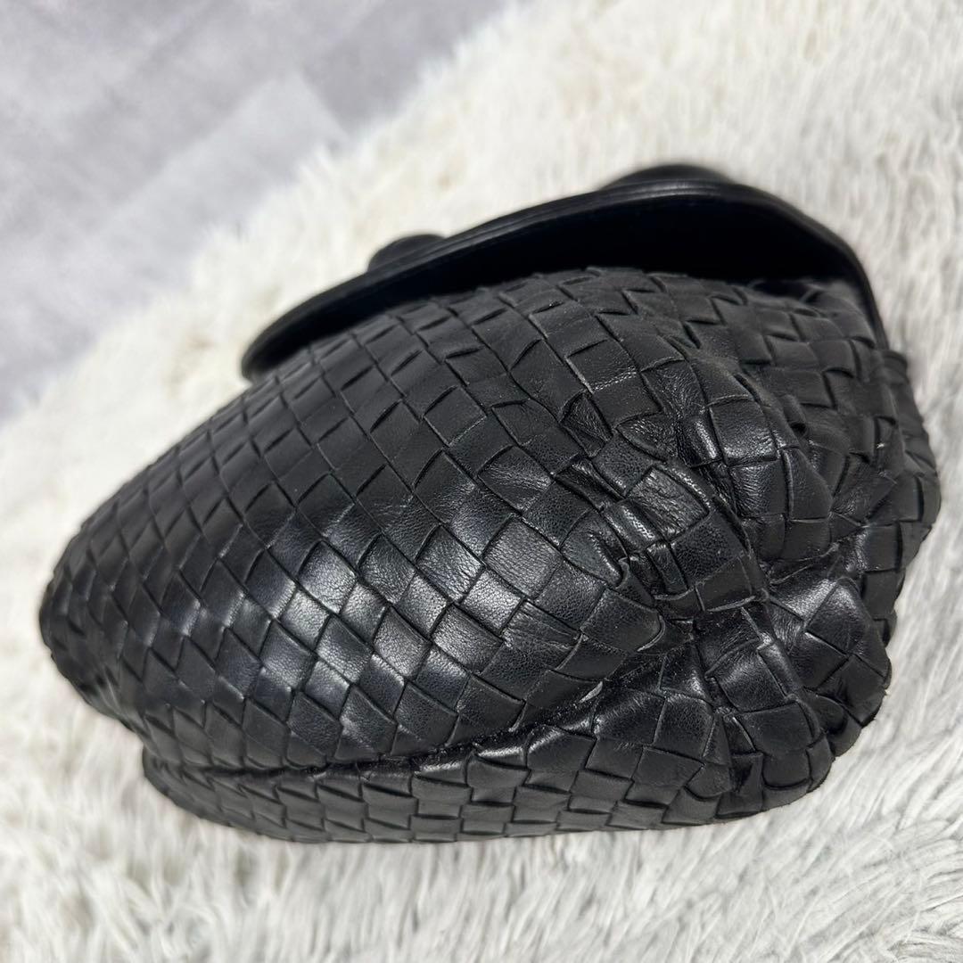 極美品 ボッテガヴェネタ ハンドバッグ イントレチャート フラップ ブラック