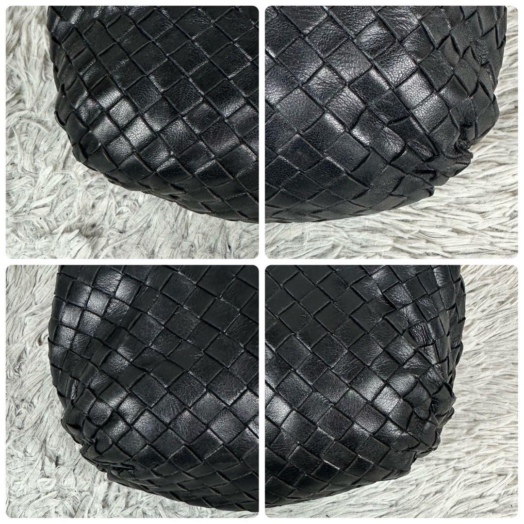 極美品 ボッテガヴェネタ ハンドバッグ イントレチャート フラップ ブラック