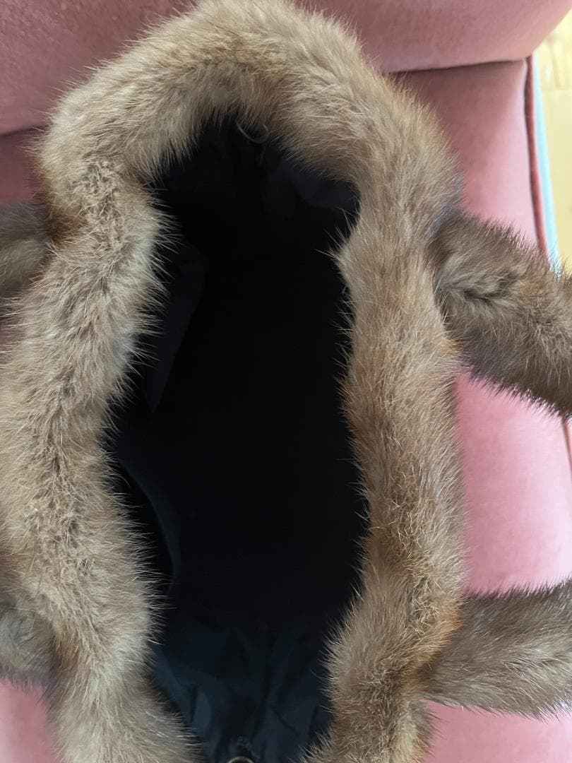 リアルファー ミンク バッグ 茶 ブラウン トートバッグ ハンドバッグ