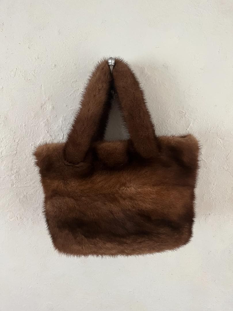 リアルファー ミンク バッグ 茶 ブラウン トートバッグ ハンドバッグ