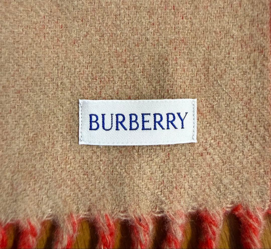 未使用品　BURBERRY カシミヤ　リバーシブル　ストール　レッド ベージュ