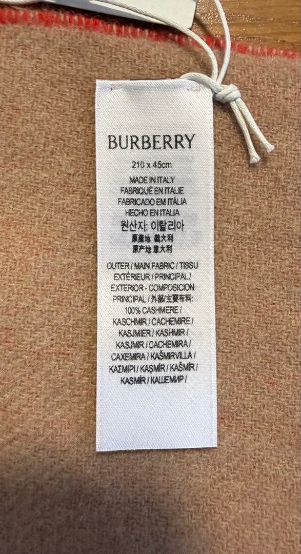 未使用品　BURBERRY カシミヤ　リバーシブル　ストール　レッド ベージュ
