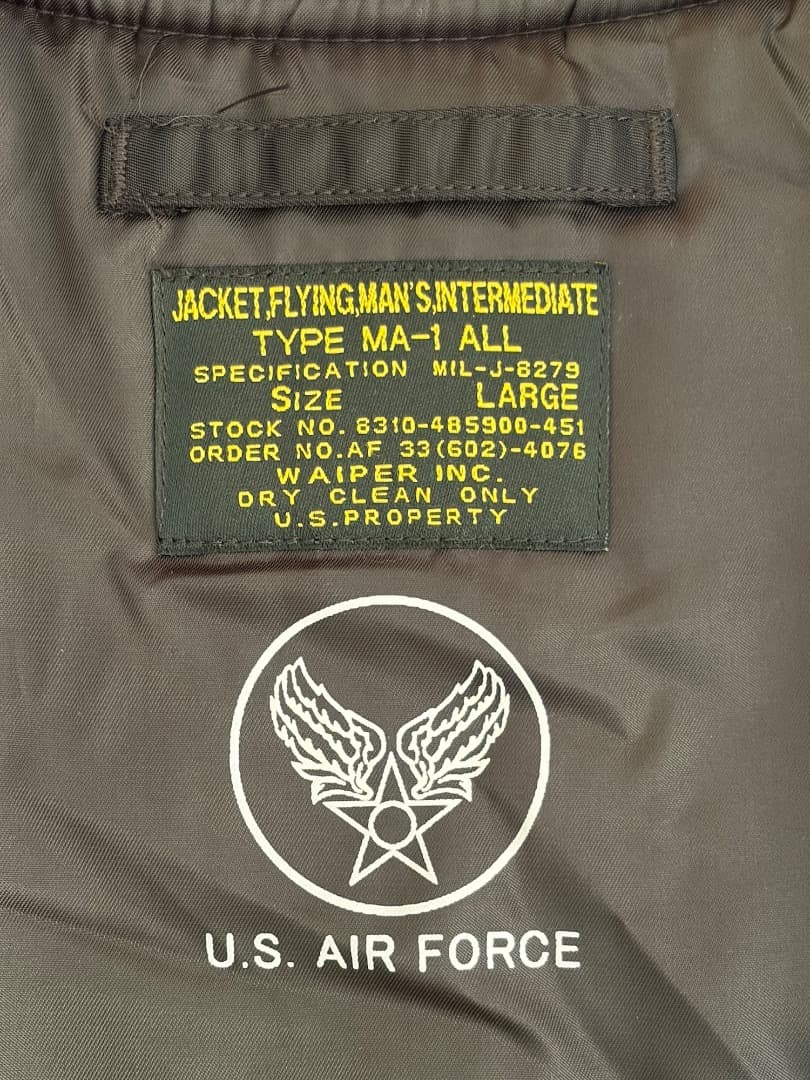 新品同様｜WAIPER.inc MA-1 ALL サイズL ブラック｜WP120