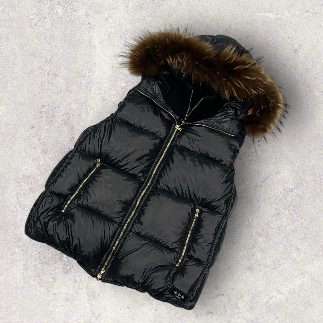 11941【美品・希少3サイズ】TATRAS ファー付きダウンベスト　シャイニー
