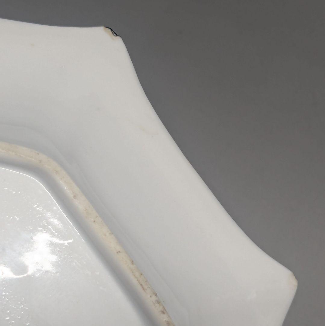 初期オールドノリタケ・一陳盛上ウッドランド風景紋図飾り皿　ヘキサゴン　鉢　ボウル