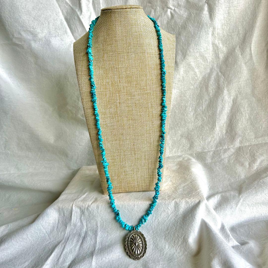 インディアンジュエリー　ネックレス　ターコイズ　ターコイズナゲット　ナバホ　ズニ