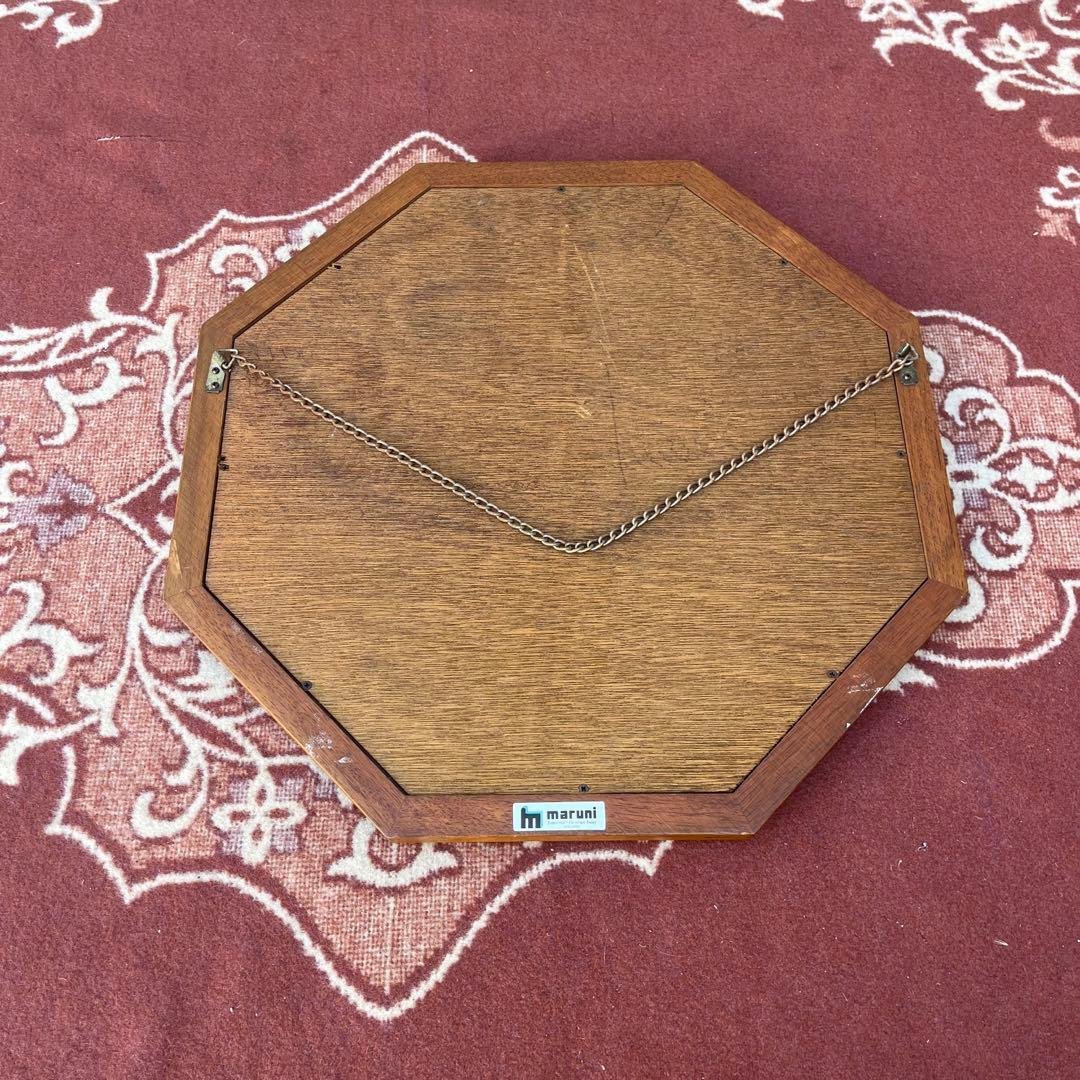 高品質◾️maruni マルニ 八角形 オーク材 ウォールミラー 壁掛けミラー 鏡