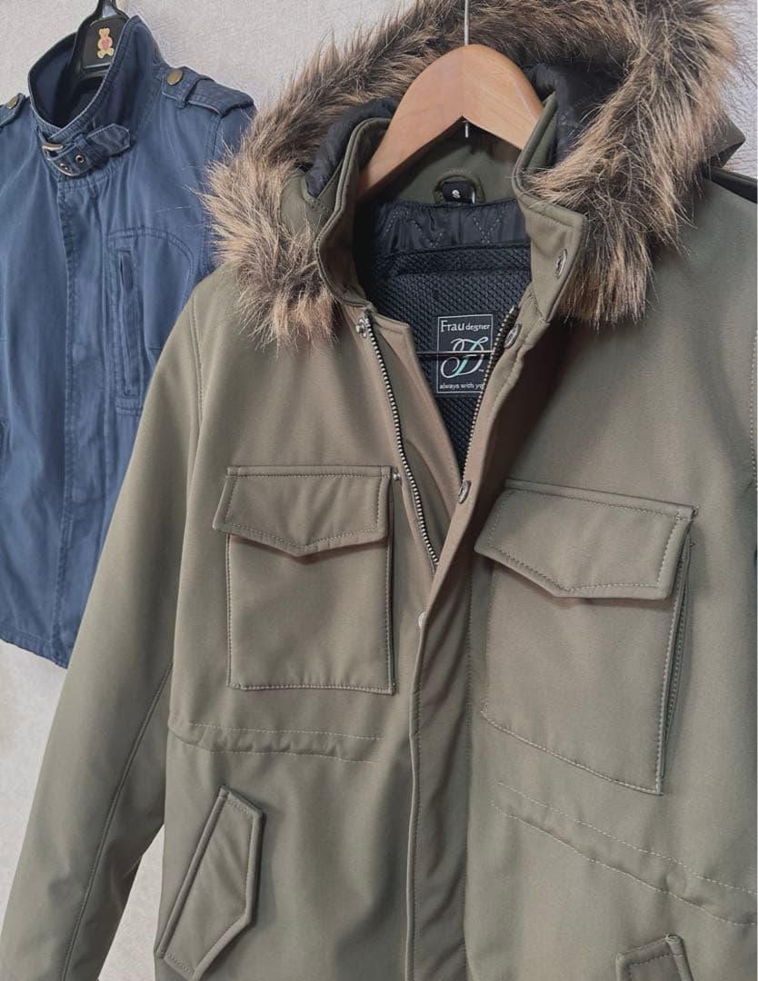 ゆ*は様 お得2着セットデグナーウインタージャケットライダース冬モッズコートカー