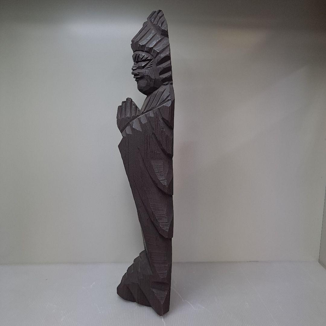 木彫 円空仏 高49.6cm 仏教美術 置物 仏像一刀彫 作家物