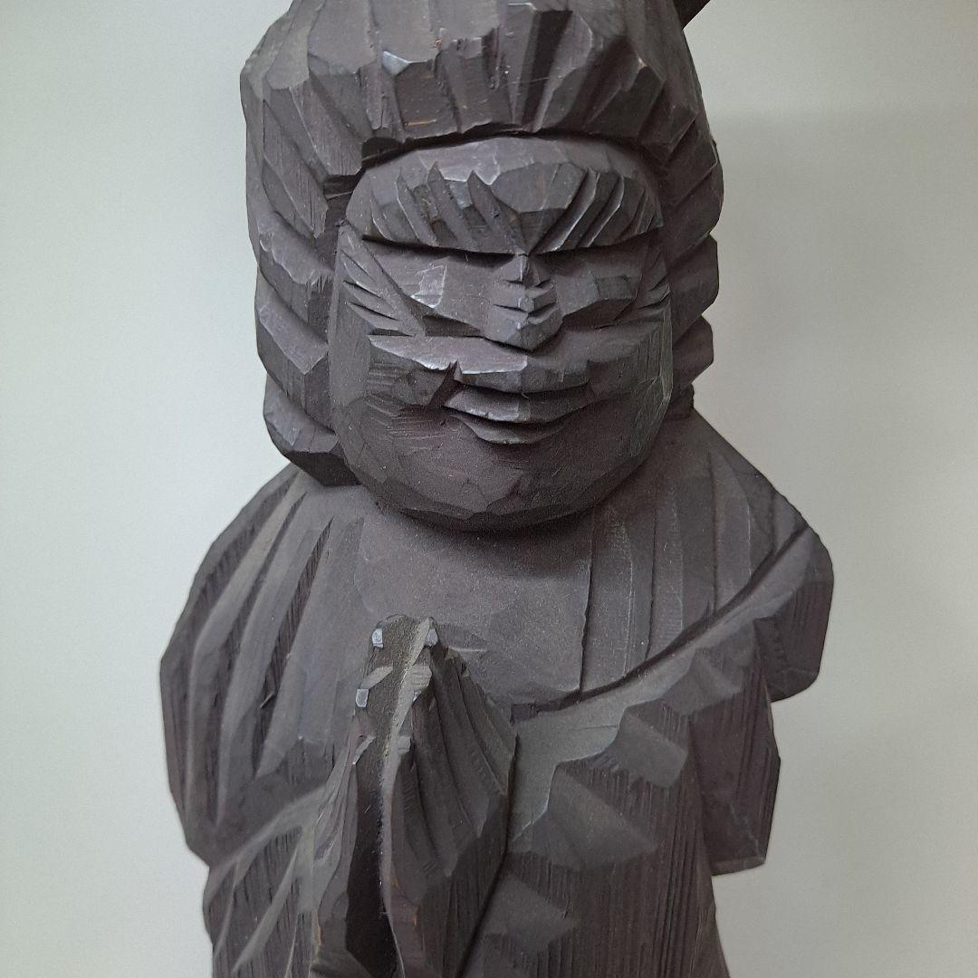 木彫 円空仏 高49.6cm 仏教美術 置物 仏像一刀彫 作家物