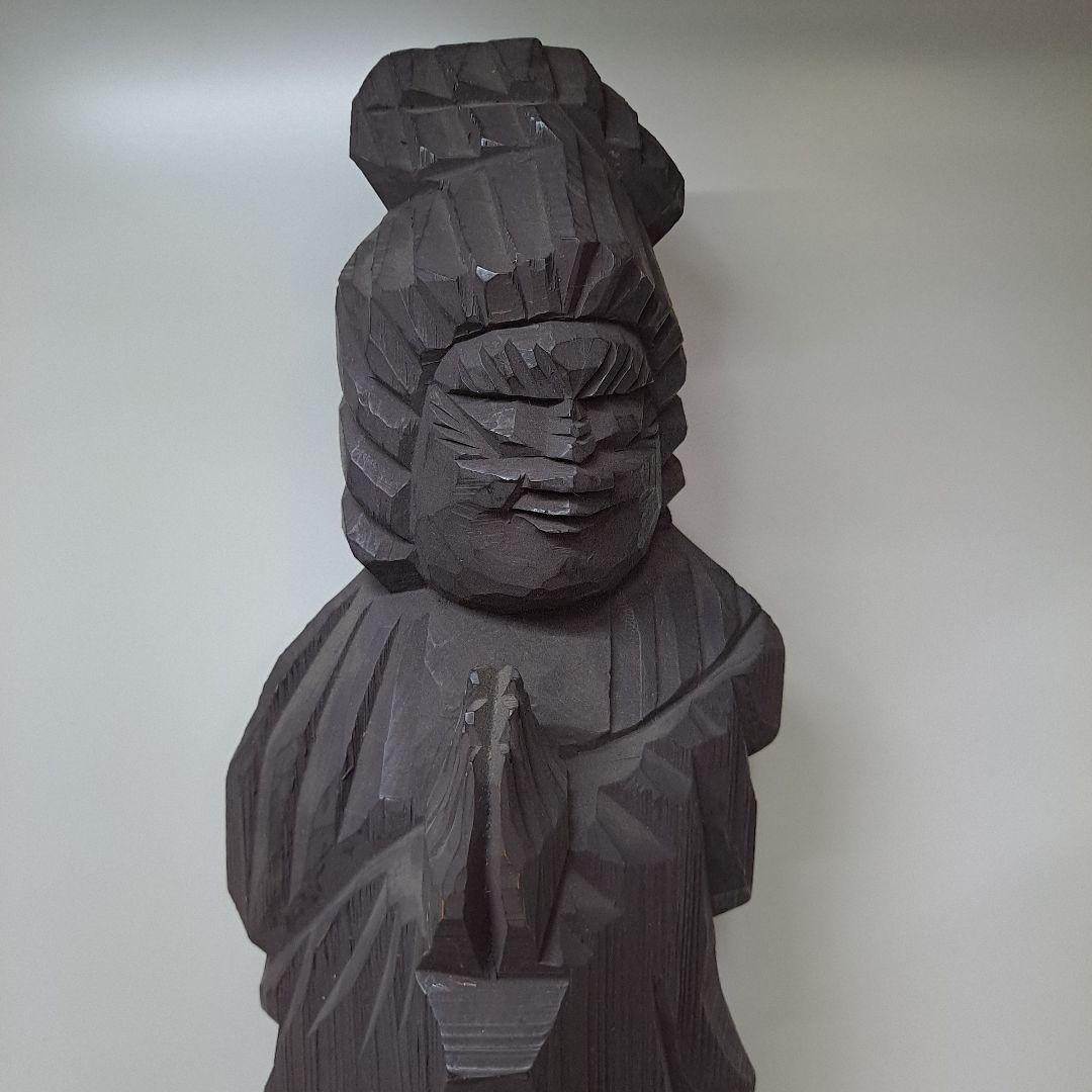 木彫 円空仏 高49.6cm 仏教美術 置物 仏像一刀彫 作家物