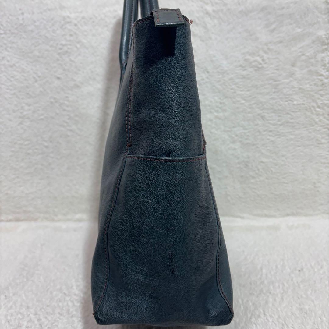 希少　ゲンテン　トートバッグ ゴートレザー A4対応 焦がしバフ加工　レディース