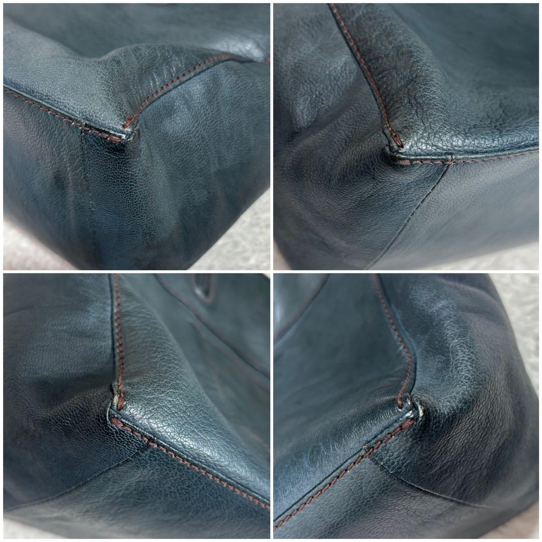 希少　ゲンテン　トートバッグ ゴートレザー A4対応 焦がしバフ加工　レディース