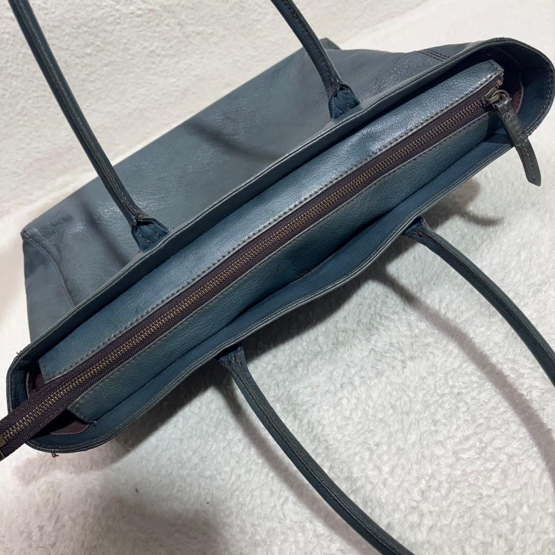 希少　ゲンテン　トートバッグ ゴートレザー A4対応 焦がしバフ加工　レディース