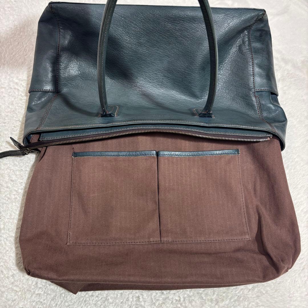 希少　ゲンテン　トートバッグ ゴートレザー A4対応 焦がしバフ加工　レディース