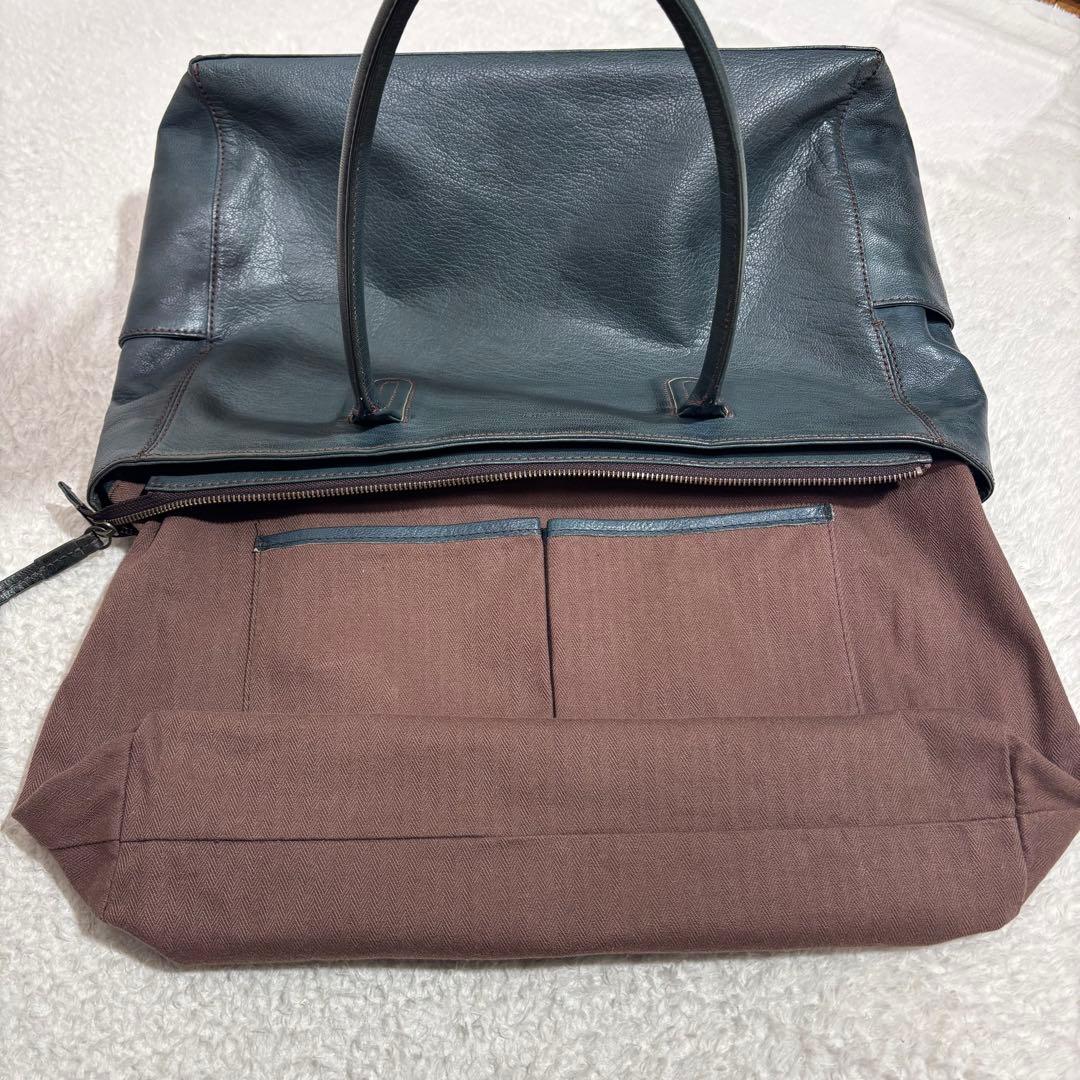 希少　ゲンテン　トートバッグ ゴートレザー A4対応 焦がしバフ加工　レディース