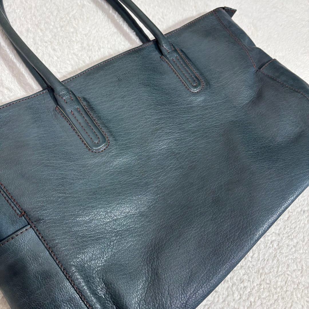 希少　ゲンテン　トートバッグ ゴートレザー A4対応 焦がしバフ加工　レディース