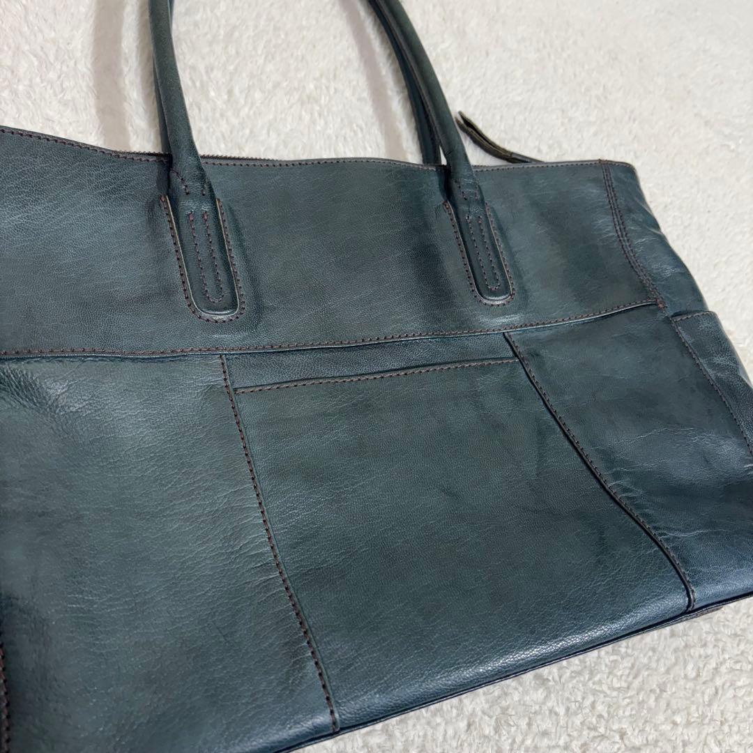 希少　ゲンテン　トートバッグ ゴートレザー A4対応 焦がしバフ加工　レディース