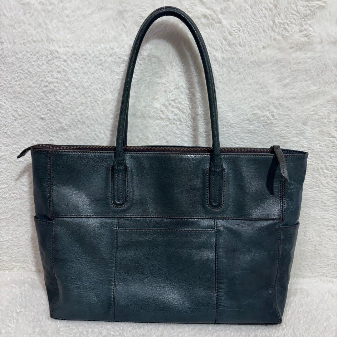 希少　ゲンテン　トートバッグ ゴートレザー A4対応 焦がしバフ加工　レディース