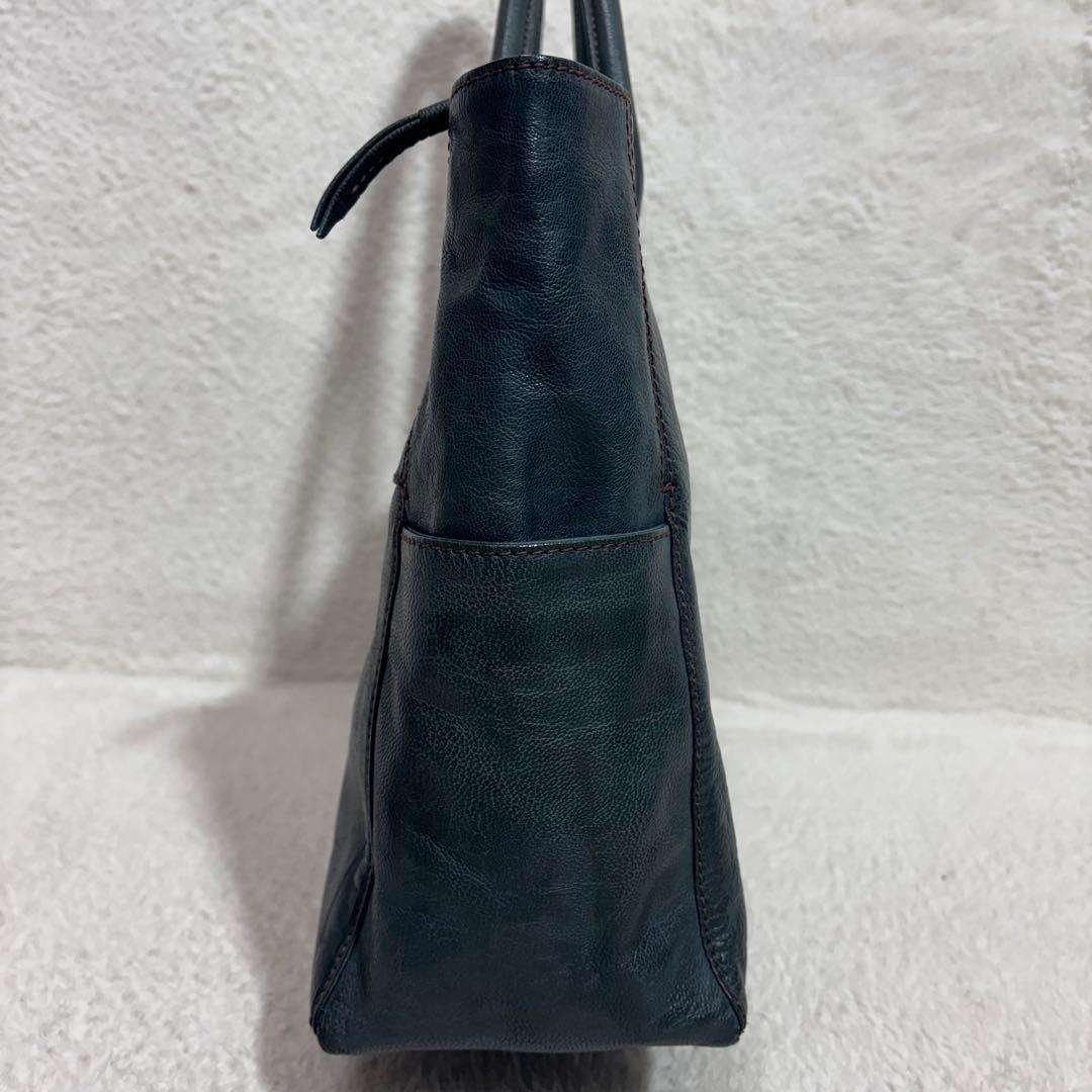 希少　ゲンテン　トートバッグ ゴートレザー A4対応 焦がしバフ加工　レディース