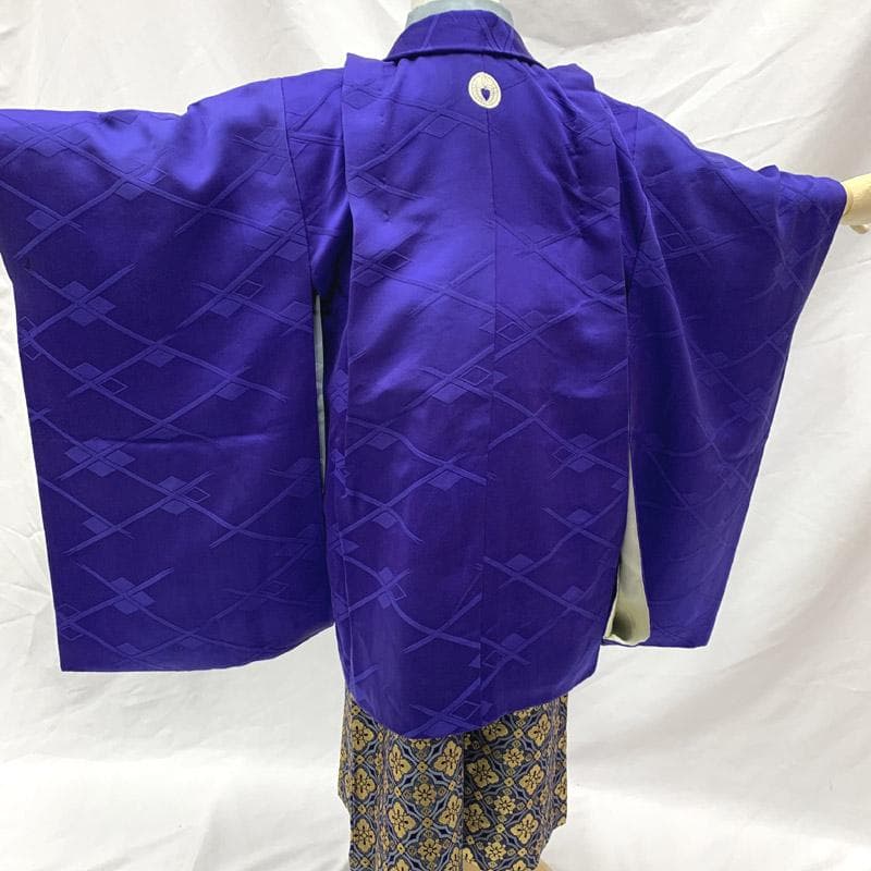 410ab36■七五三 五歳 着物&羽織&袴&角帯 色紋付 一つ紋■状態良好