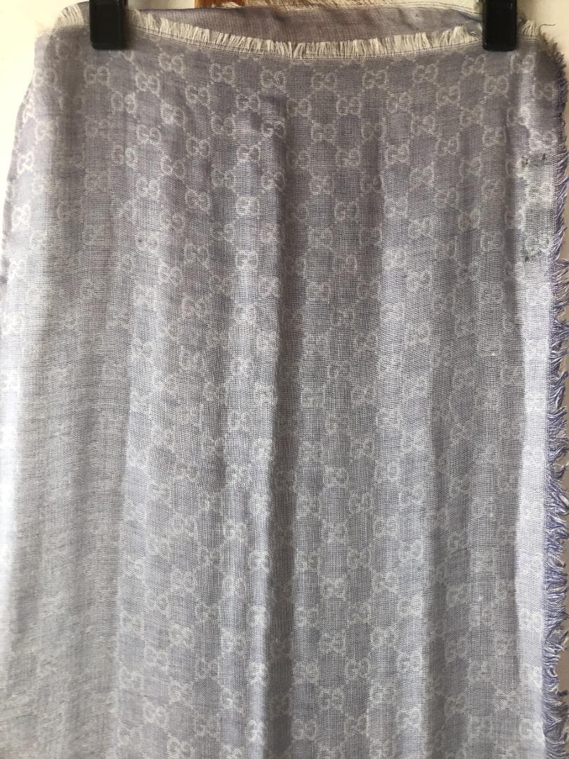 GUCCI GGロゴマフラー グレー 100%コットン　イタリア製