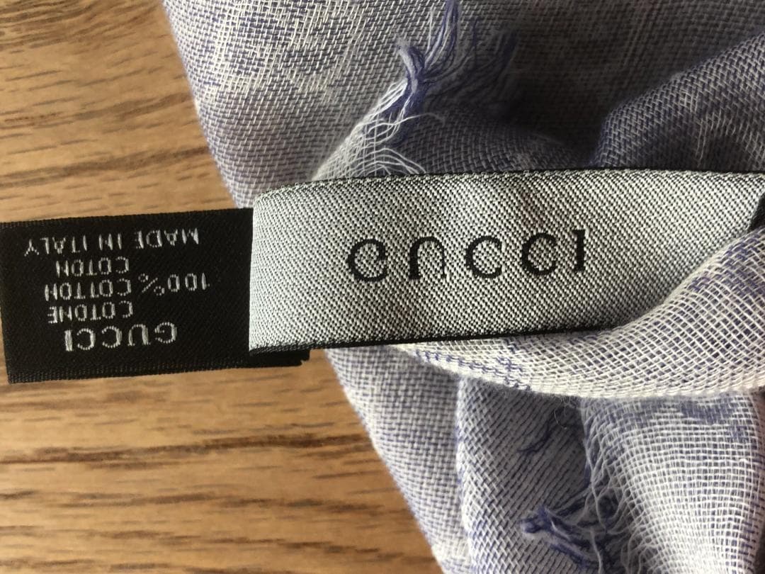 GUCCI GGロゴマフラー グレー 100%コットン　イタリア製