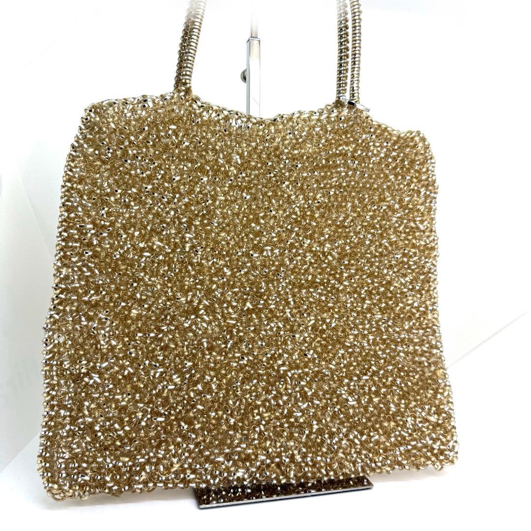 美品✨アンテプリマ ワイヤーバッグ シャンパンゴールド ポーチ付き