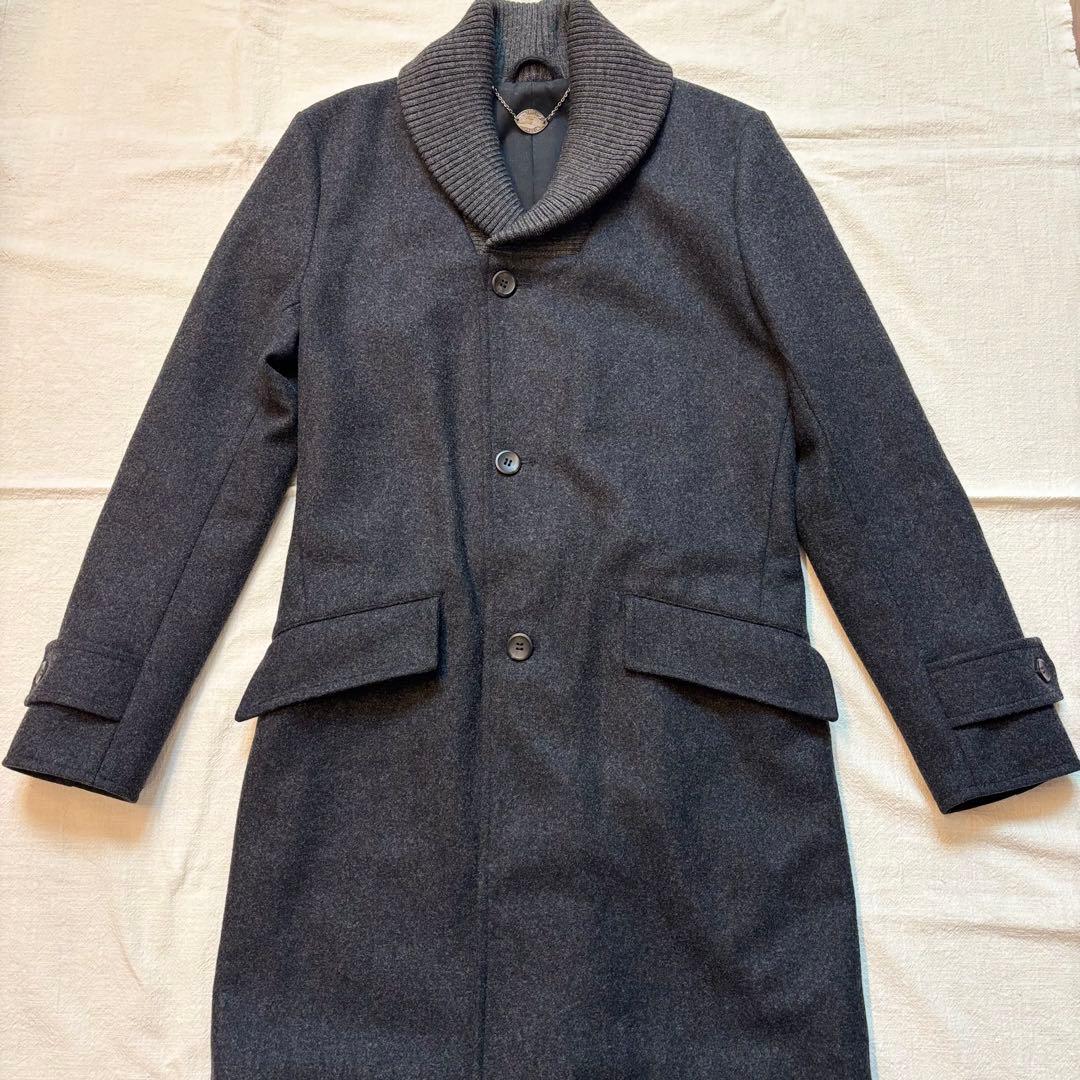 【美品】VADEL ヴァデルショールカラーニット襟 ウールコート 日本製 46