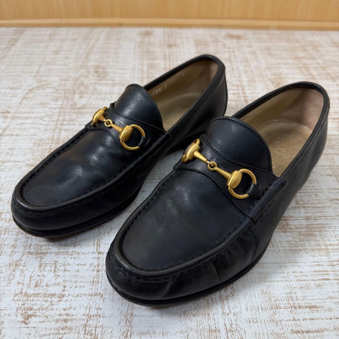 GUCCI ホースビットローファー 黒金 39 1/2 E 24.5