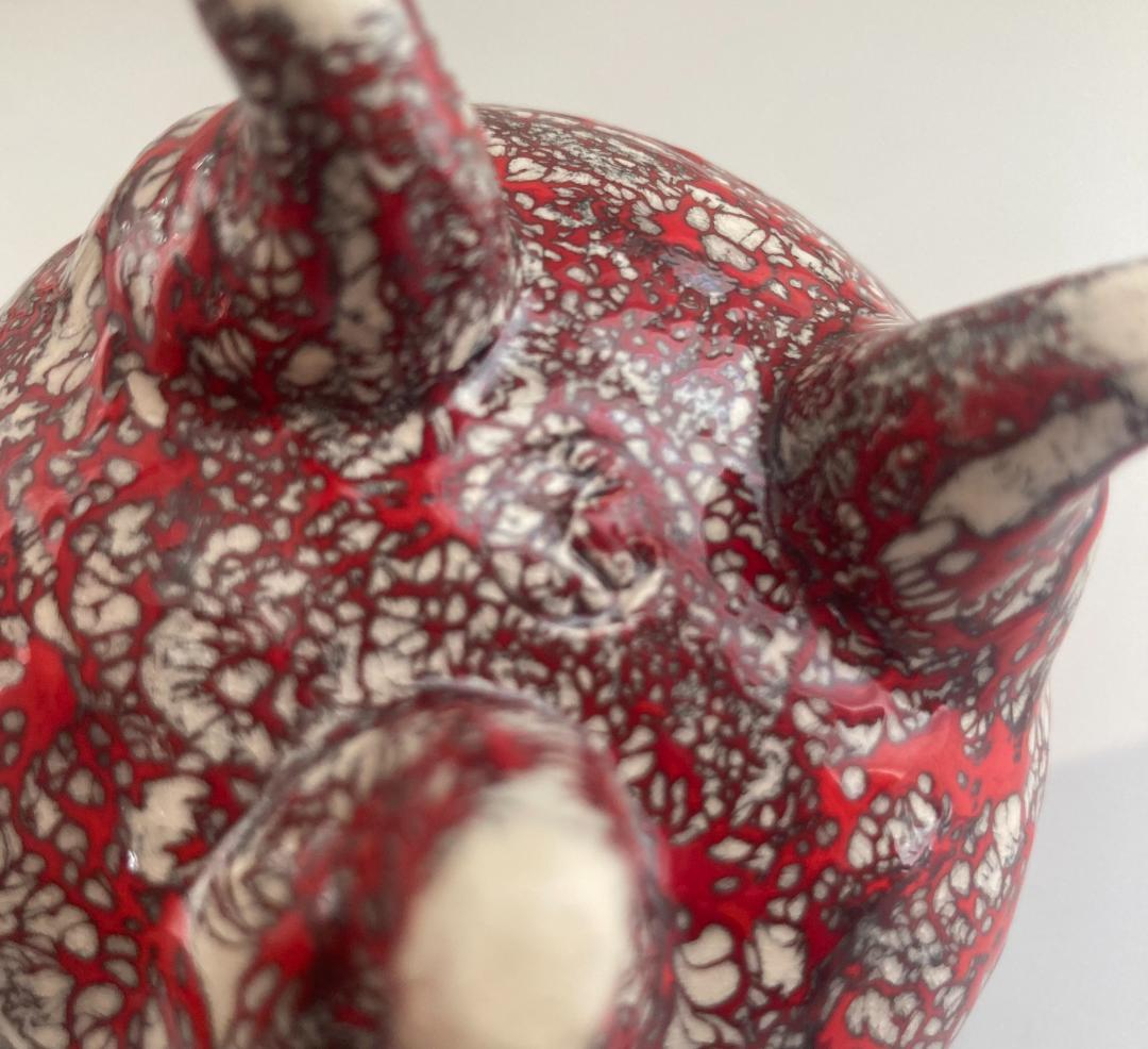 陶芸　箕面焼　二代松田箕山　獅子付き　耳付き　三ツ足香炉　香道具　茶道具