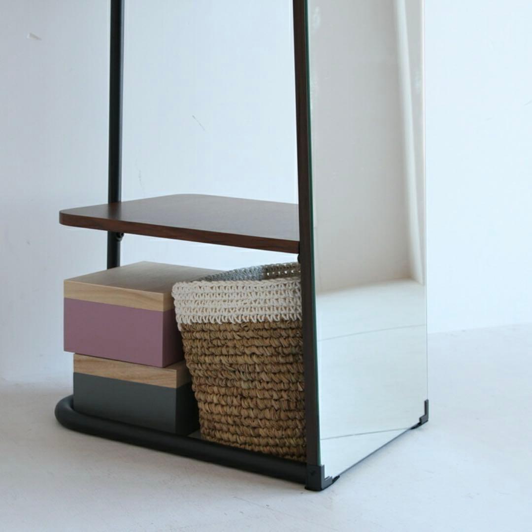 ミラー付き　ハンガーラック　姿見　ラック　スタンドミラー