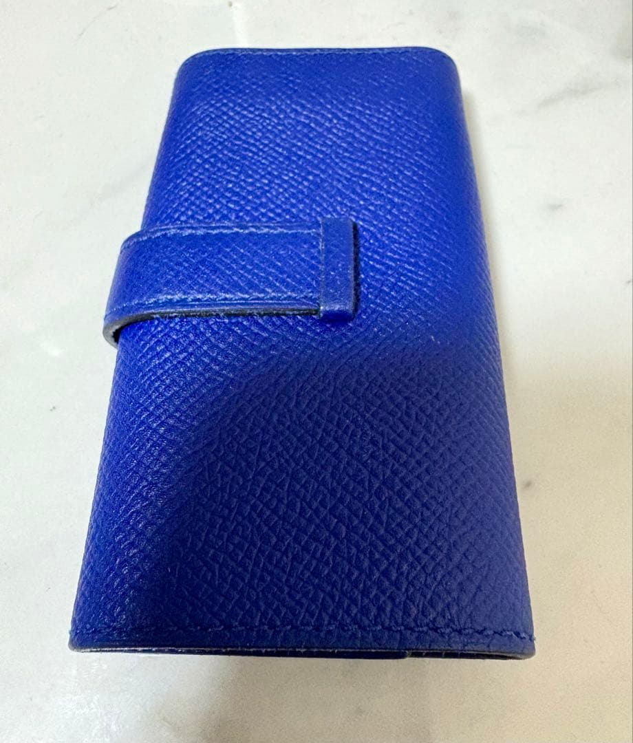 HERMES 青色 レザー キーケース