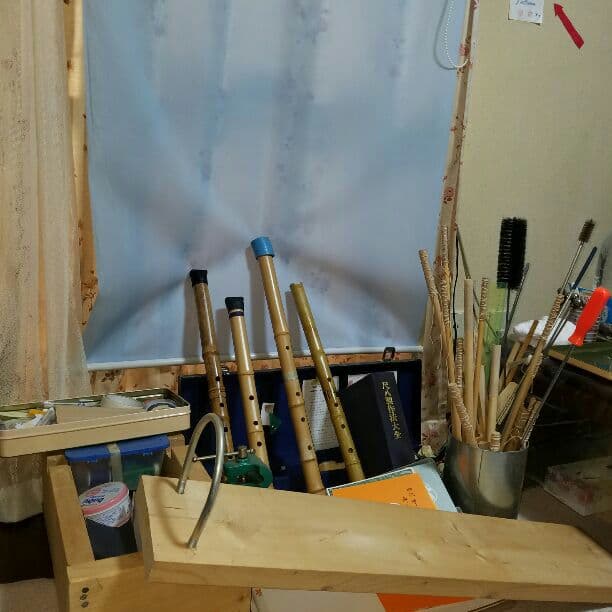 尺八二本、製作キット一式、製作大全集、都山流楽譜多数