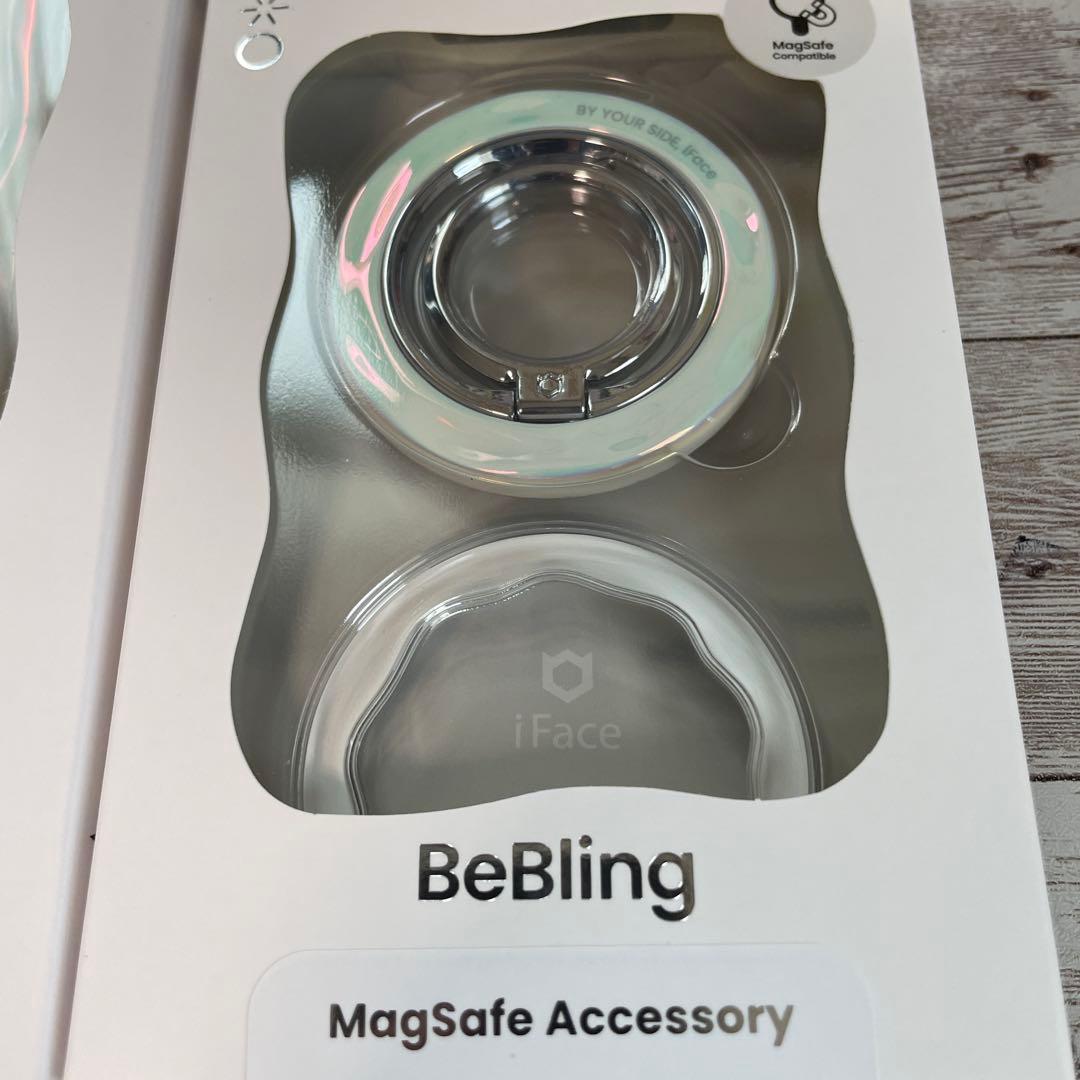 新品iPhone16proホワイトオーロラとリングセットifaceBeBling