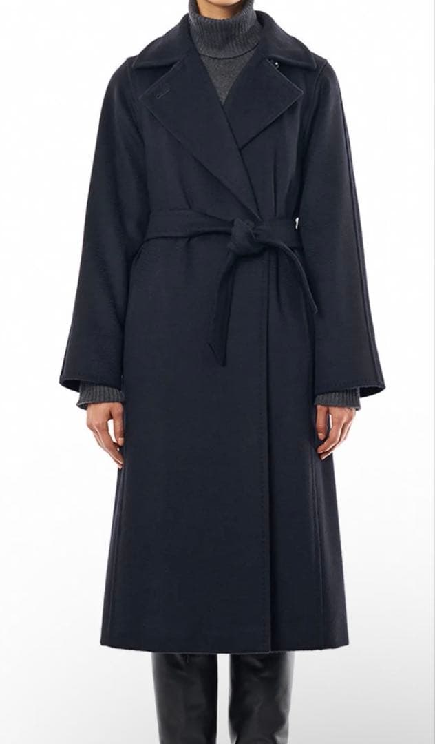 マックスマーラ　マニュエラ　40 ネイビー　キャメル100パーセントコート