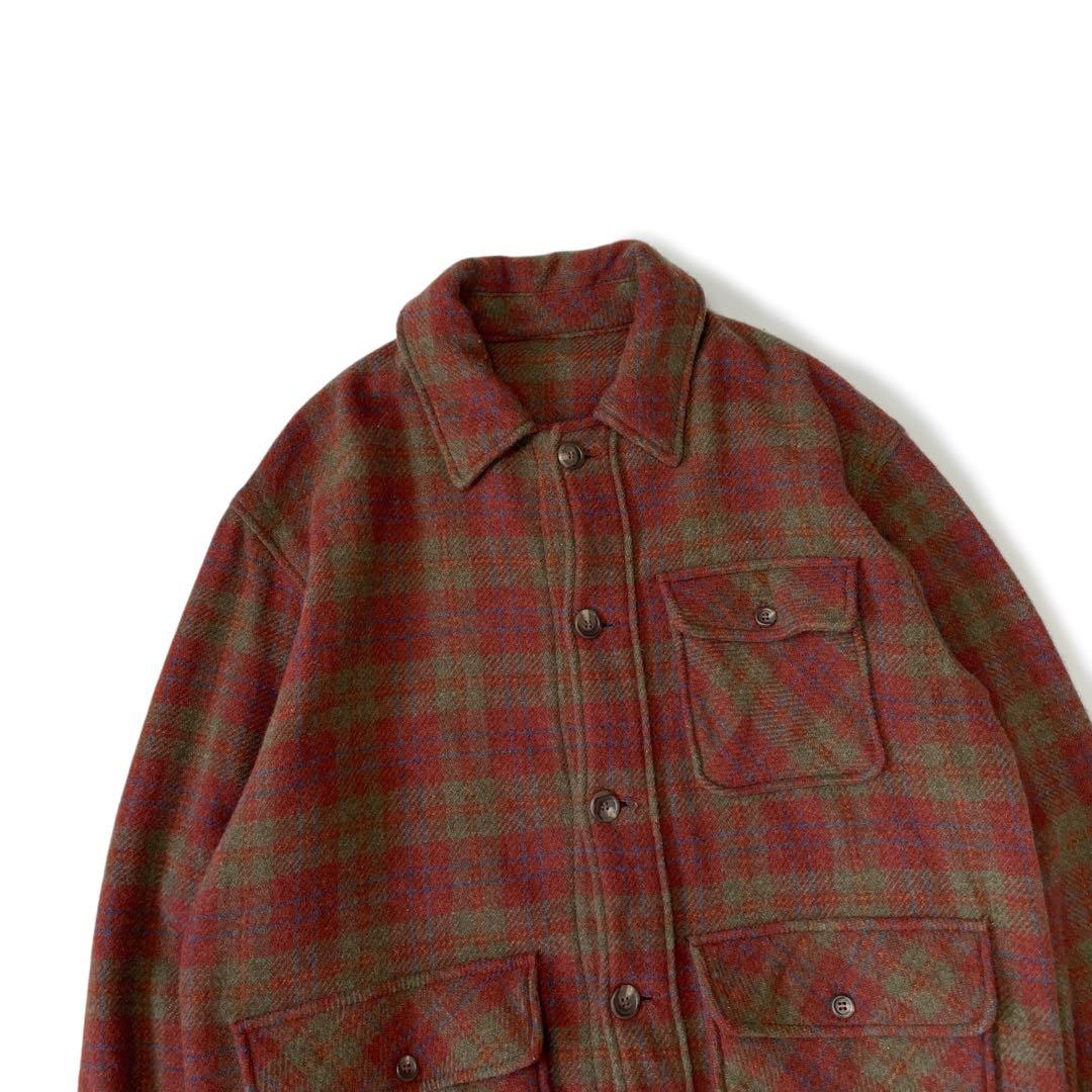 70’s 80’s ハンティングジャケット ウール チェック柄 ゲームポケット