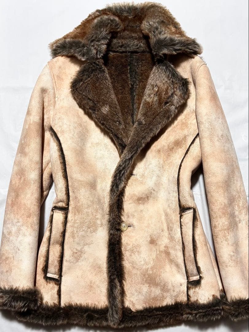 新品 近い 美品 セマンティックデザイン ファー レザー コート ジャケット M