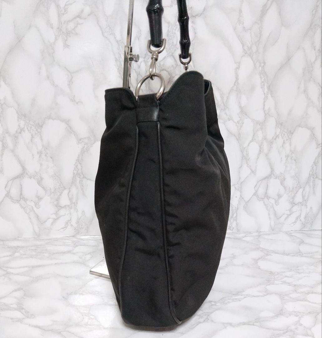 GUCCI グッチ バンブー ハンドバッグ ブラック系 ヴィンテージ