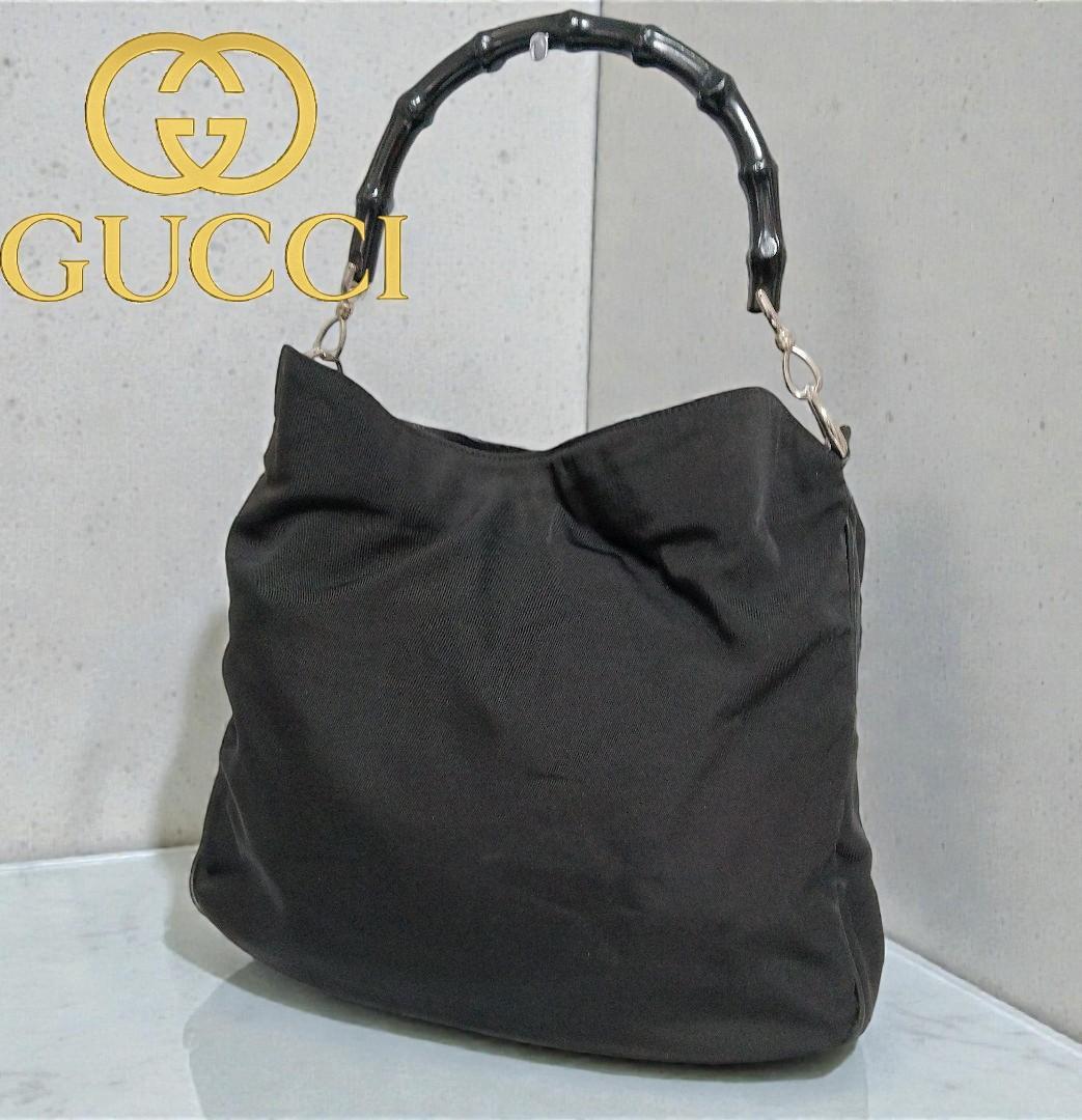 GUCCI グッチ バンブー ハンドバッグ ブラック系 ヴィンテージ