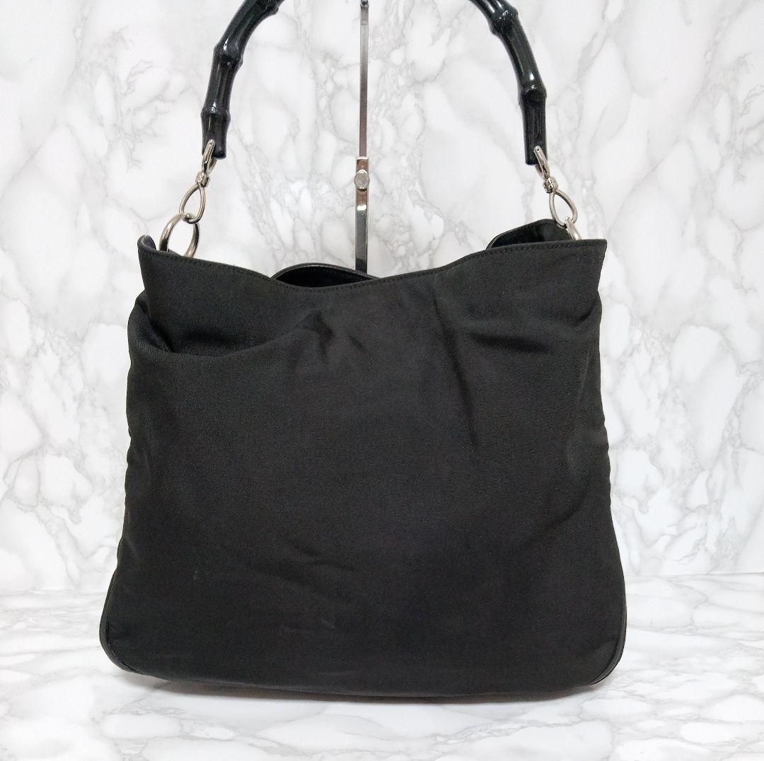 GUCCI グッチ バンブー ハンドバッグ ブラック系 ヴィンテージ