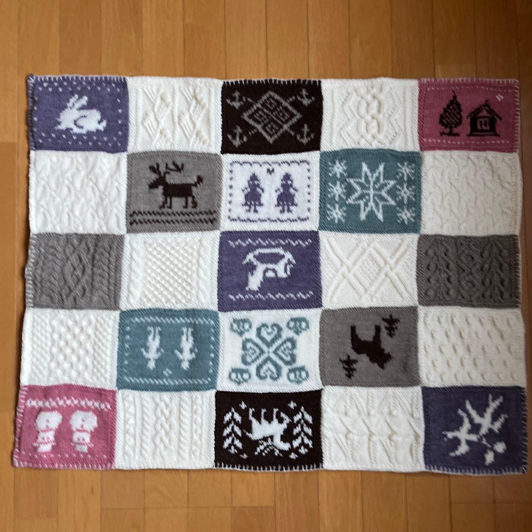 北欧柄のモチーフつなぎブランケット☆ハンドメイド