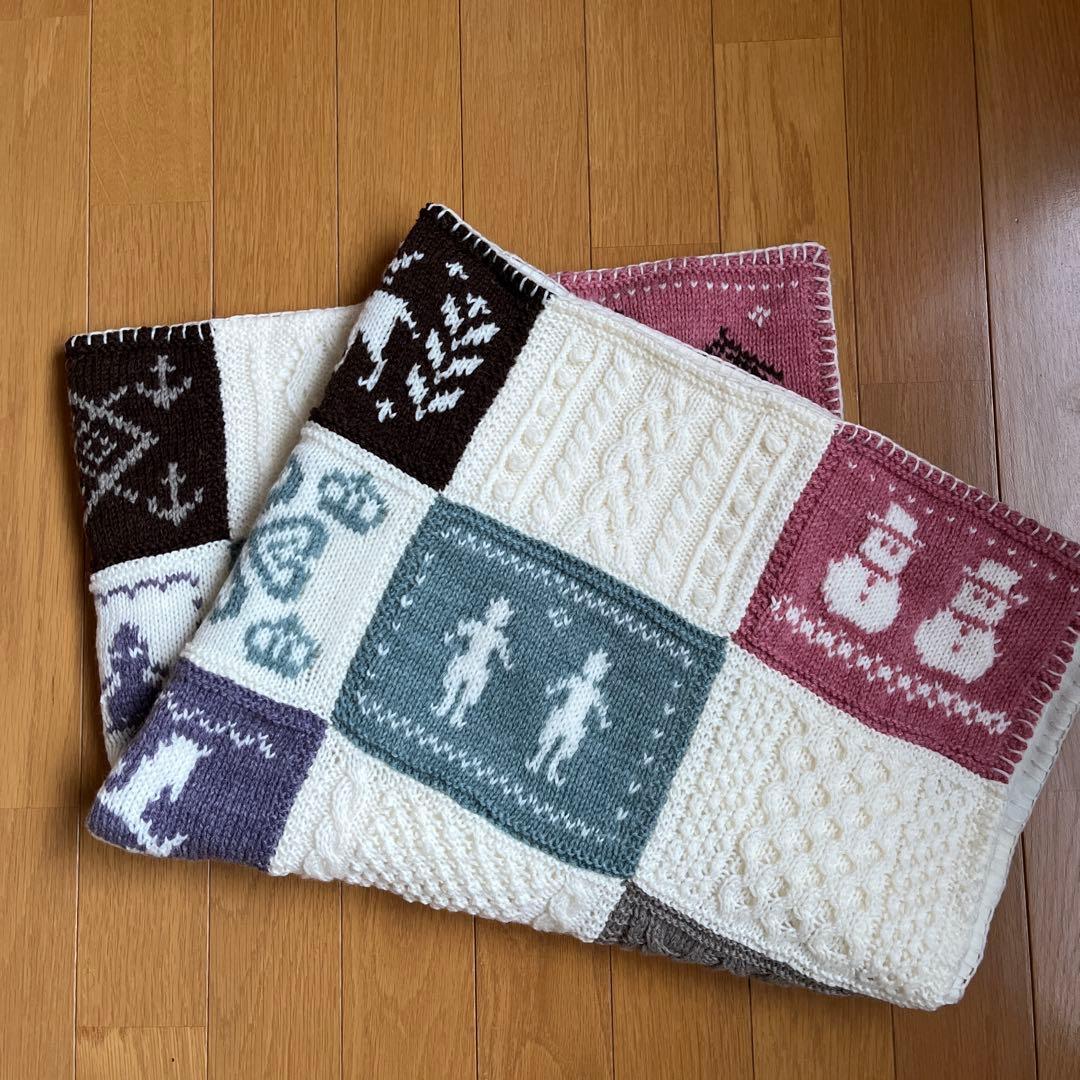 北欧柄のモチーフつなぎブランケット☆ハンドメイド
