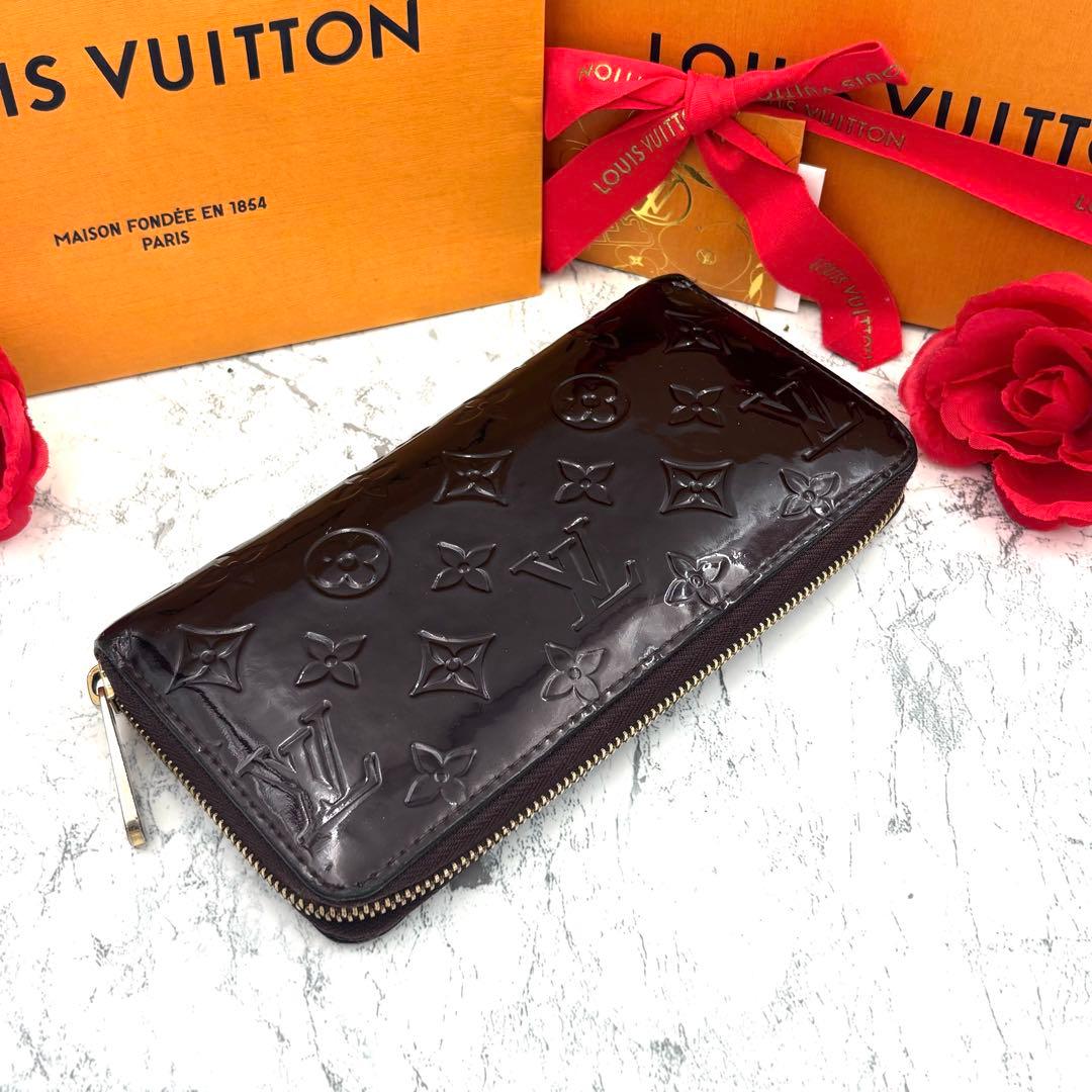 【極美品】 ルイヴィトン モノグラム ヴェルニ アマラント ジッピーウォレット