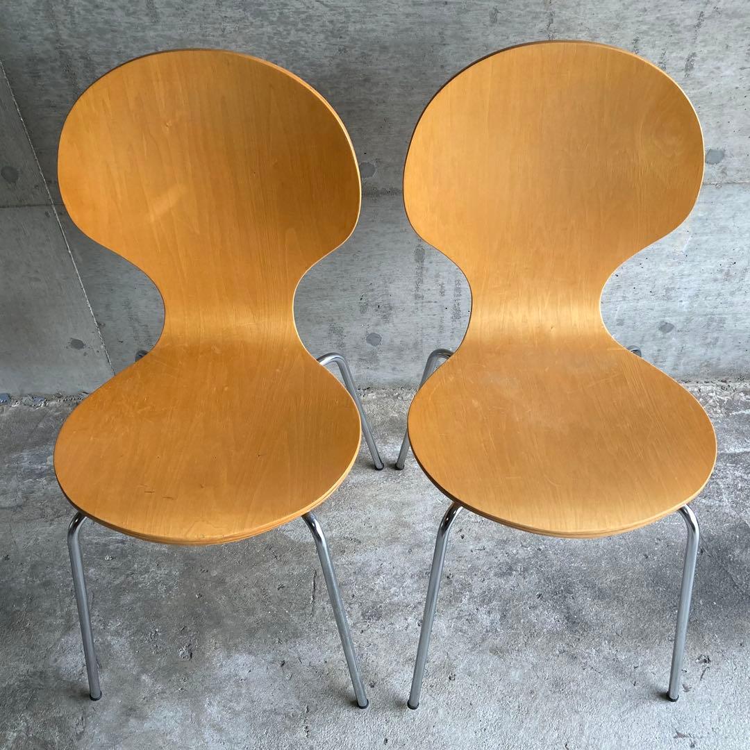 ダイニングチェア スタッキングチェア カフェ 洋風 木製 曲げ木 2脚セット