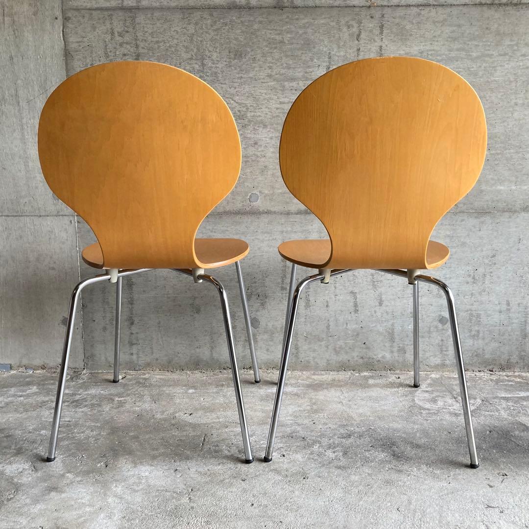 ダイニングチェア スタッキングチェア カフェ 洋風 木製 曲げ木 2脚セット